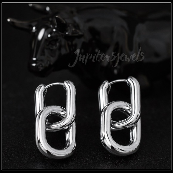 Fashion Jewelry Jewelry - New Silver Double Link Convertible Hoop Earrings